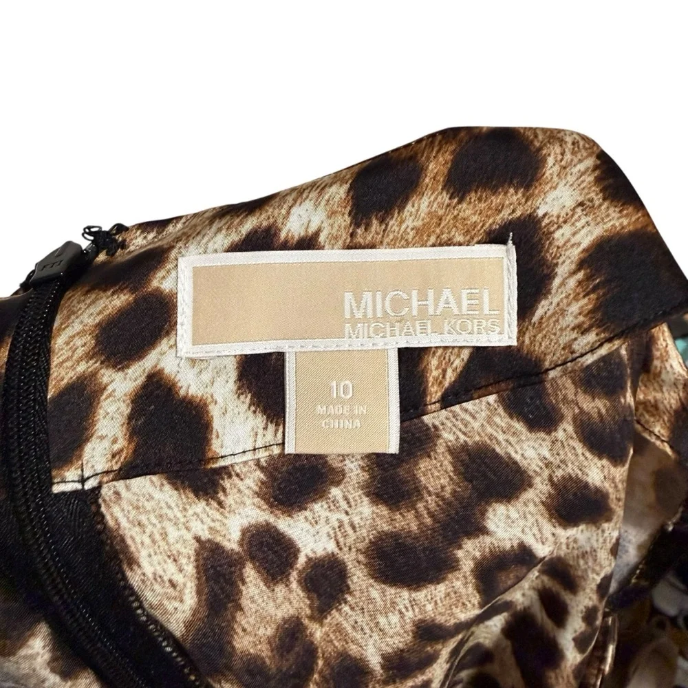 MICHAEL Michael Kors Satin leopard animal print blouse size 10